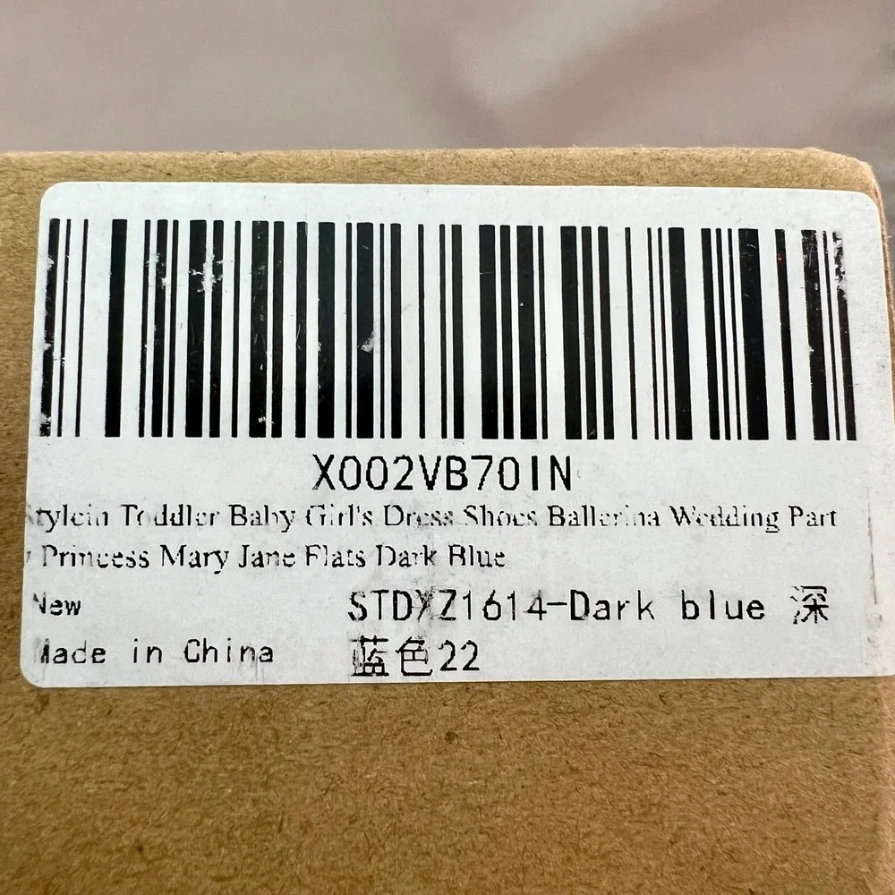 MG Baby Mary Jane Flats Toddler EU 22 (6-6.5) Dark Blue New Patent Scallop Bows